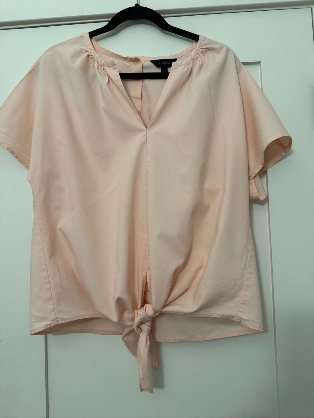 J. Crew Soft Blush Tie-Front Short Sleeve Blouse